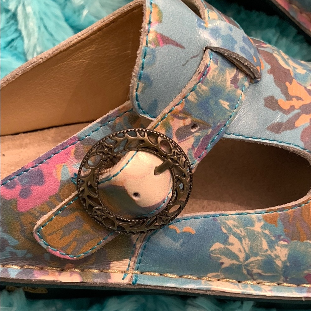 Alegria Floral Blue Mary Jane Clogs - Picture 3 of 8